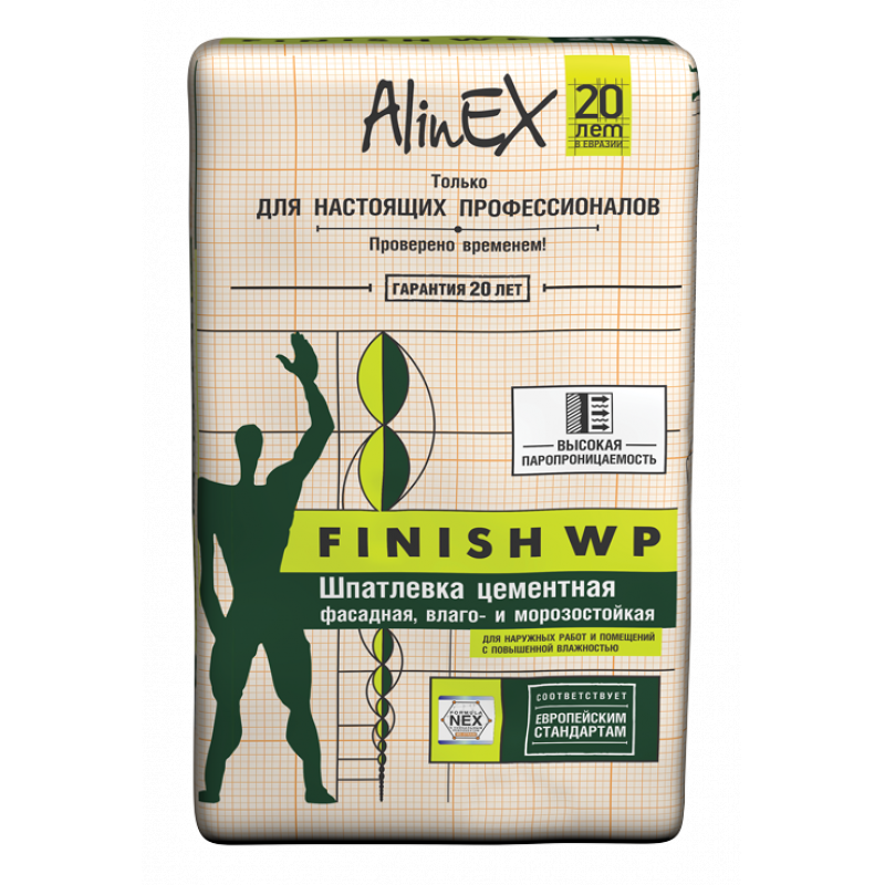 Цементті тегістегіш соңғы Alinex Finish WP 25  кг